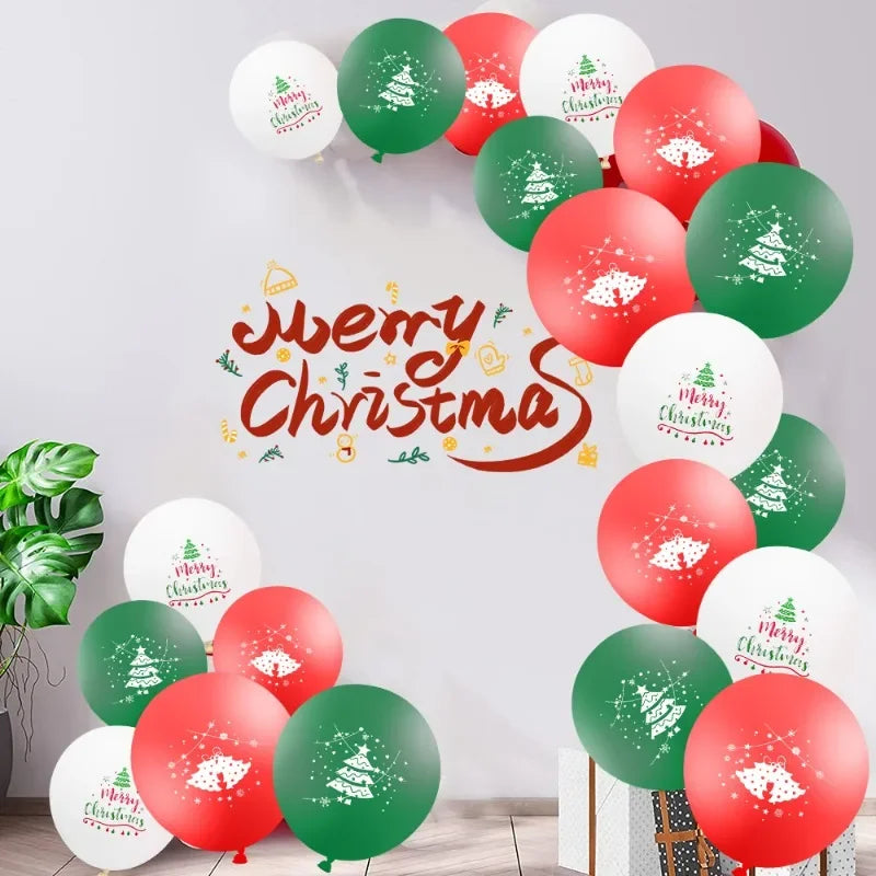 12/120pcs Christmas Latex Balloons Round Green Red Xmas Tree Inflatable Balloon for New Year Party Home Decor Supplies Wholesale