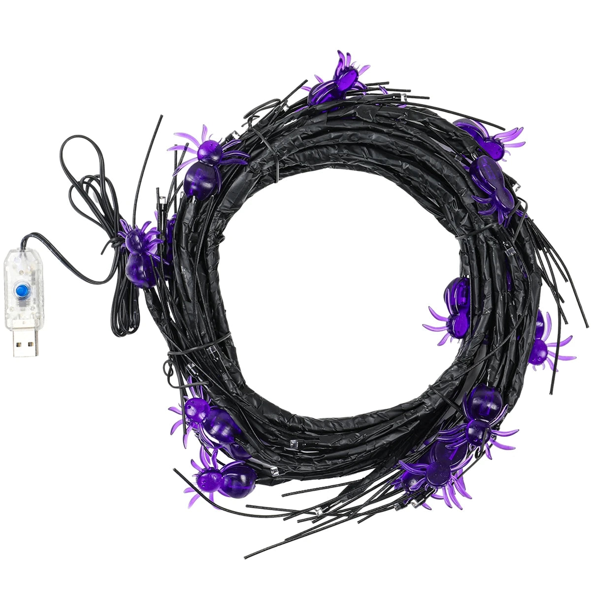 Halloween Purple Spider Vine Waterproof Timing String Light Happy Halloween Party Decoration 2024 For Home Trick Or Treat Favors