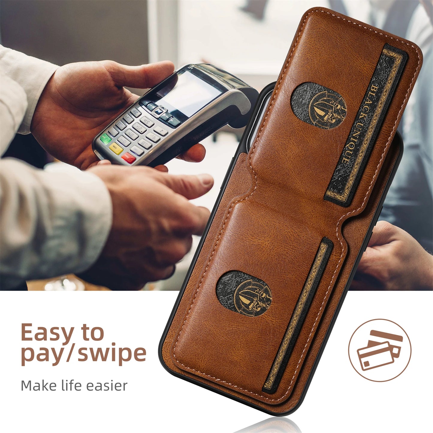 SUTENI Card Holder Leather Magnetic Pocket Cover Wallet Phone Case For iPhone X XS XR 11 12 13 14 15 Pro Max Plus