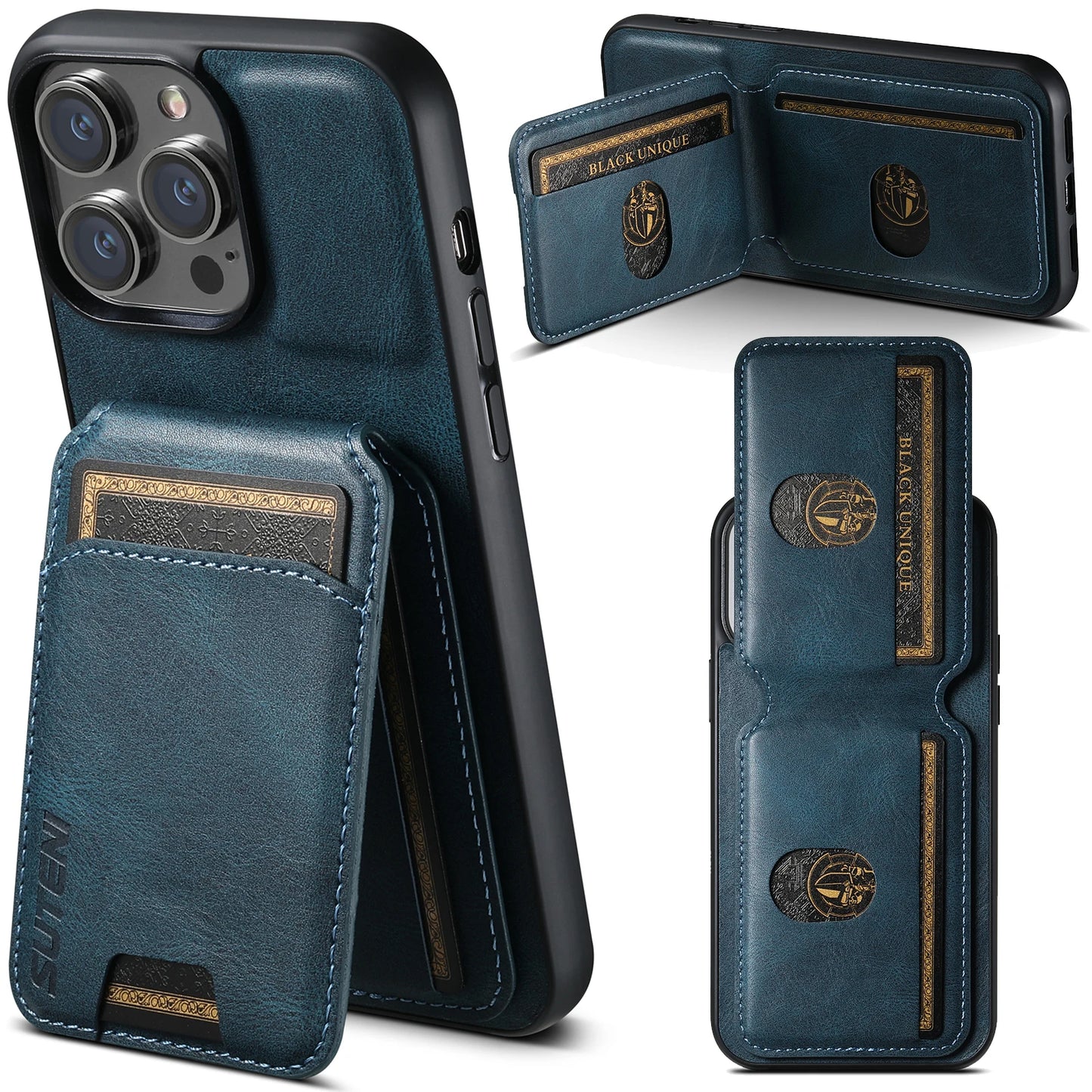 SUTENI Card Holder Leather Magnetic Pocket Cover Wallet Phone Case For iPhone X XS XR 11 12 13 14 15 Pro Max Plus