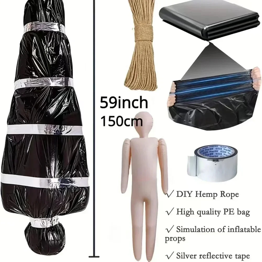 2PCS Halloween Corpse Props Horror Bloody Body Bag Haunted House Hanging Decoration Set Outdoor Patio Scary Shroud Decoration