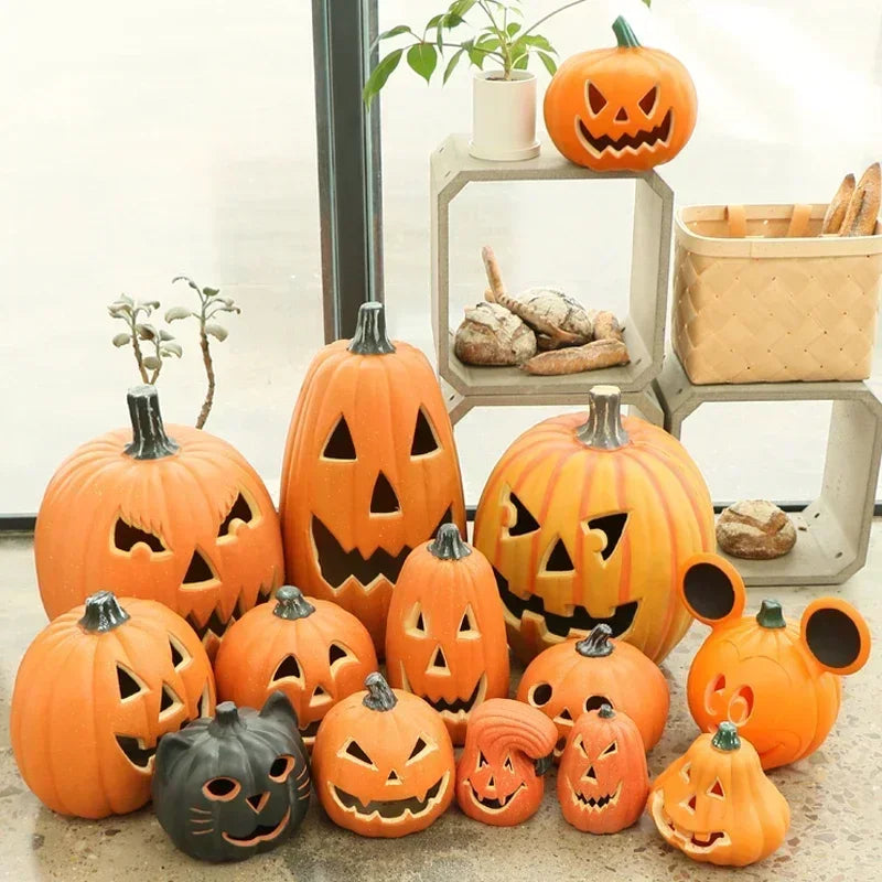 Halloween Jack-O-Lantern Pumpkin Led Light Lamp Creative Lantern Decoration Flashing Ghost Festival Park Indoor Garden Decorat