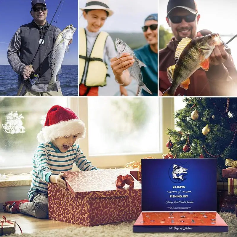 24 Days Christmas Advent Calendar 2024 Fishing Christmas Countdown Calendar Fish Bait Christmas Calendar for Christmas Gifts