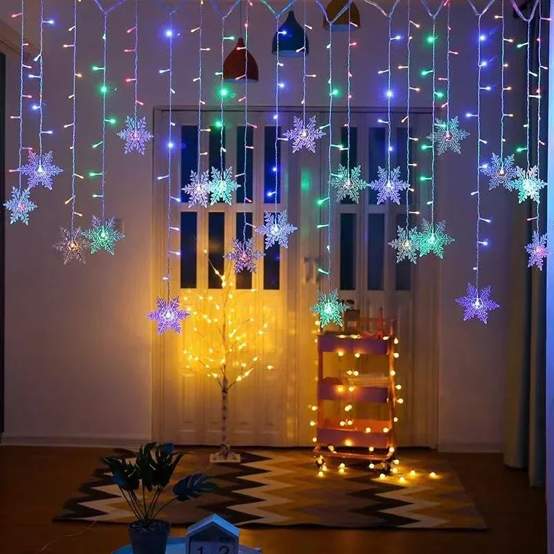 Christmas lights outdoor decoration hanging 0.4-0.6m Led snowflake lights curtain string lights party garden eaves decoration.