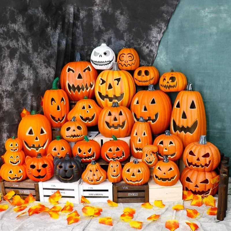 Halloween Jack-O-Lantern Pumpkin Led Light Lamp Creative Lantern Decoration Flashing Ghost Festival Park Indoor Garden Decorat