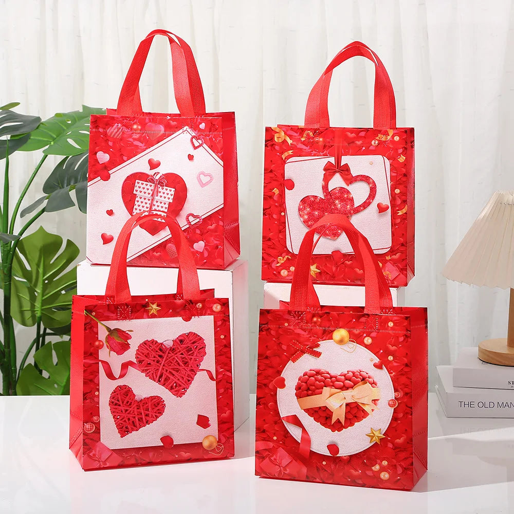 StoBag, Valentine’s Day Non Woven Gift Bags, Set of 12/30, Eco-Friendly and Perfect for Romantic Occasions, Packing Presents