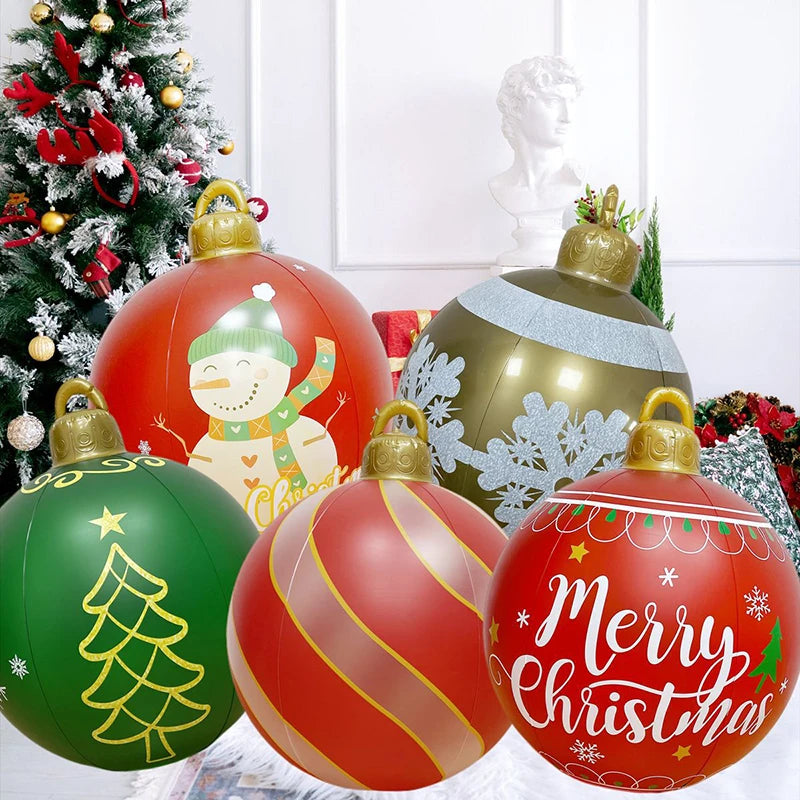 60CM LED Light Christmas ball Outdoor Christmas Inflatable Decorated Ball Made PVC Giant No Light Large Balls Tree Decorations