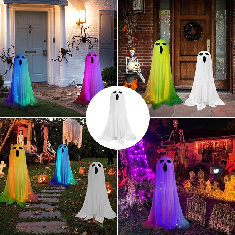 2024 New Halloween RGBIC Light Up Spooky Ghost With App Control Standing Ghost For Lawn Porch Yard Outdoor And Indoor Decoration