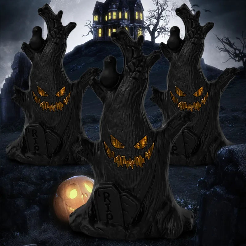 10/1PCS Halloween Ghost Tree LED Lights Battery Powered Warm Color Candles Lamps Haunted House Horror Props Home Party Supplies