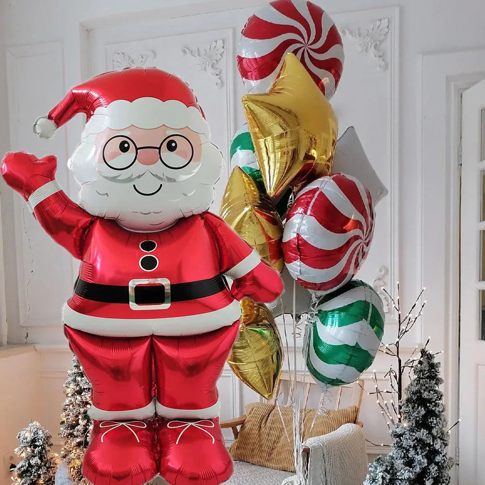 Christmas Standing Santa Snowman Xmas Tree Inflatables Foil Balloon New Year Christmas Navidad 2025 DIY Home Party Decorations