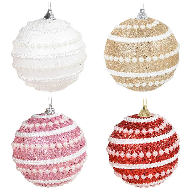 2/4Pcs 8cm Christmas Tree Hanging Balls Sequin Xmas Foam Bauble Pendant 2024 Christmas Decoration For Home 2025 New Year Gift