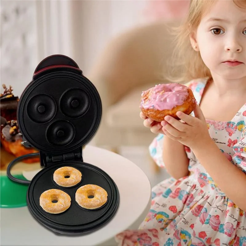 Electric Donut Machine Non-Stick Coated Kitchen Donut Maker Kid's Snacks Desserts Breakfast Mini 3 Donut Maker EU Plug