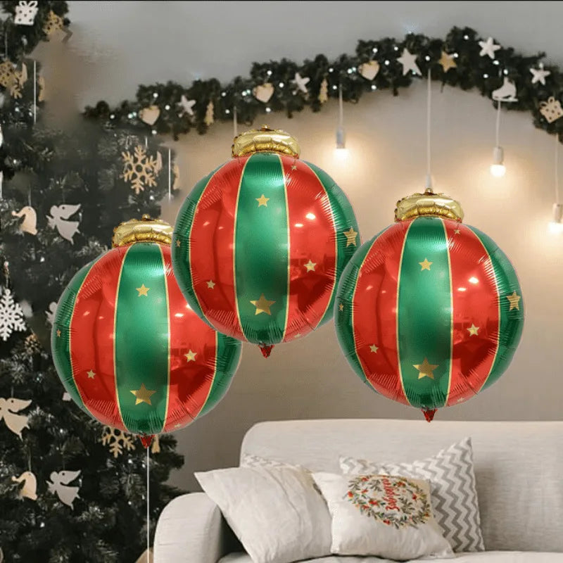 1/3/5Pcs Christmas Ball Balloons Christmas Ornaments 27inch Inflatable Ball Foil Balloons for Christmas New Year Party Decoratio