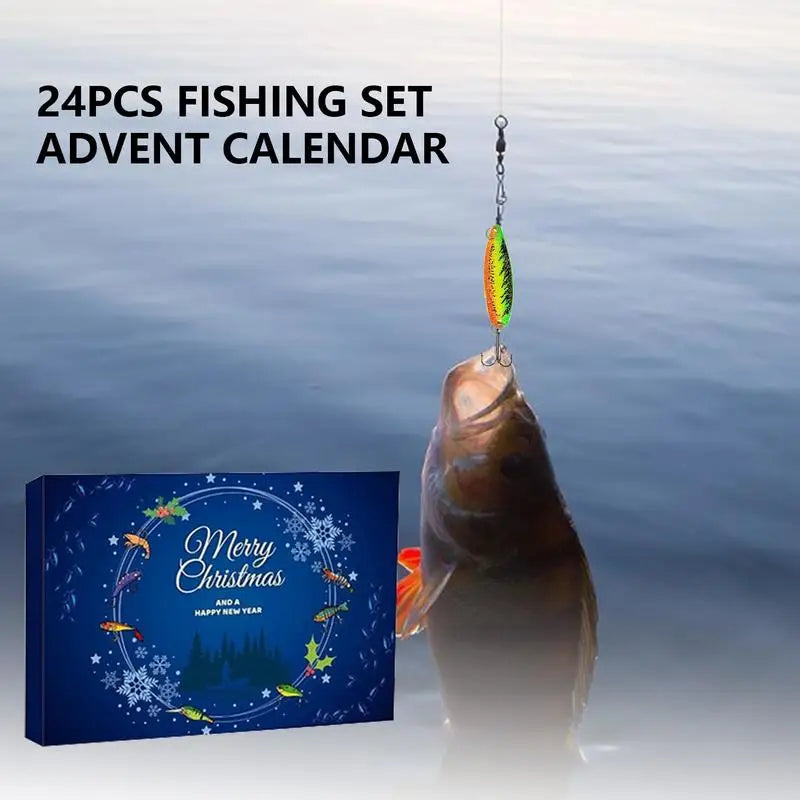 24pcs Fishing Set Advent Calendar Creative Christmas Gift for Fishing Lovers Fishing Gear Advent Calendar Christmas Gift for Man