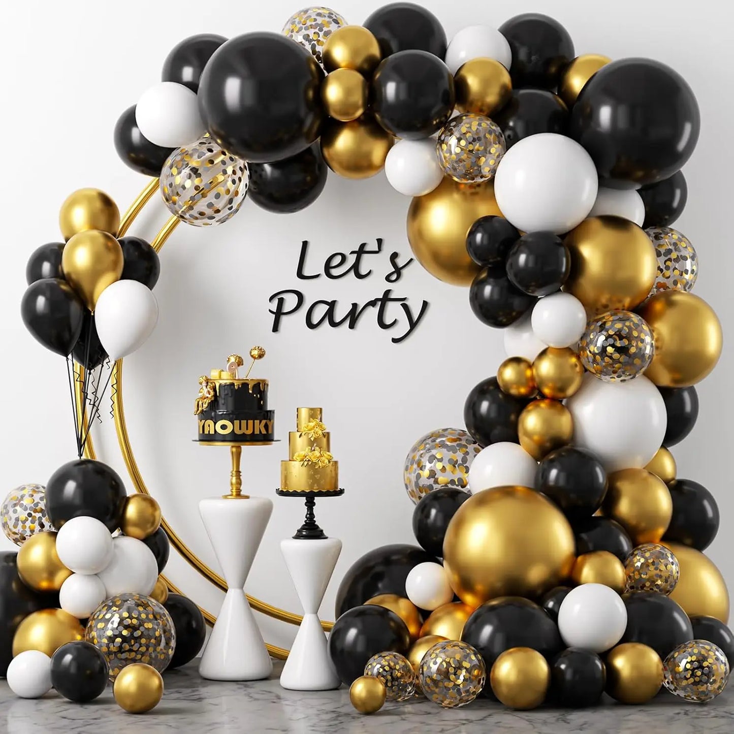 Black Gold Balloons Sequin Confetti Latex Balloon Birthday Wedding Christmas Party Decoration Inflatable Balloon Kids Toys Gift