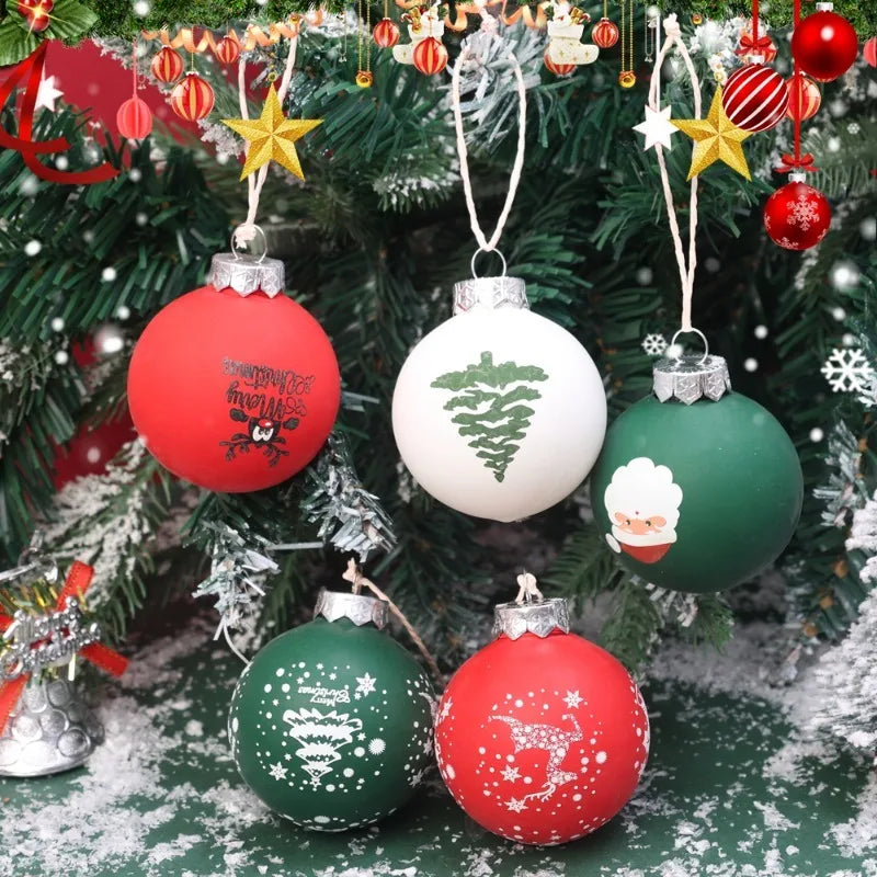 2/12PCS Christmas Balls Red Green Xmas Tree Ornaments Ball New Year Hanging Pendant Home Party Gift Holiday Decoration Supplies