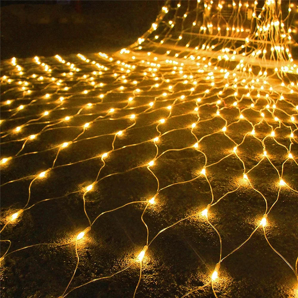 220V Outdoor Christmas Net Lights 8 Modes LED Mesh String Light Connectable Fairy Light Garden Tree Wedding Party Decorations