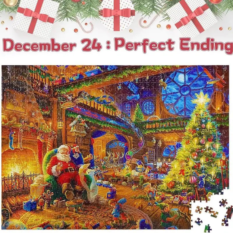 2023 Christmas Advent Calendar 1008pcs Santa Jigsaw Puzzles 24 Days Countdown Xmas Puzzle Toy Surprise Gifts For Kids Boys Girls