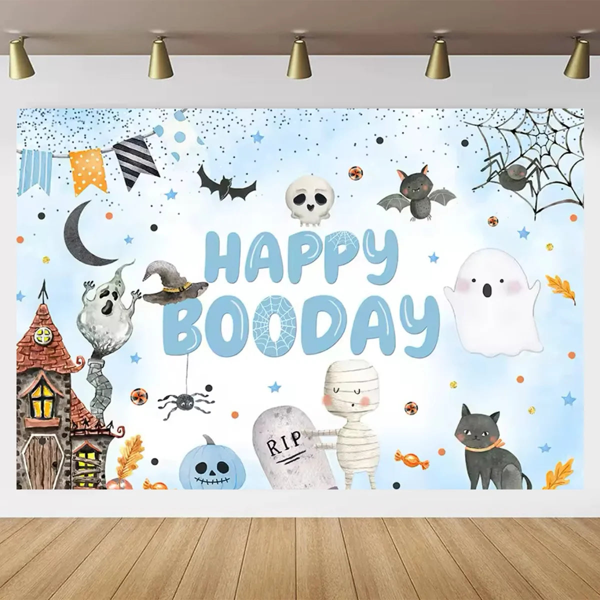 Halloween Pink Soft Halloween Night Decoration Background Banner Theme Family Party Room Decor Poster Happy Birthday Background