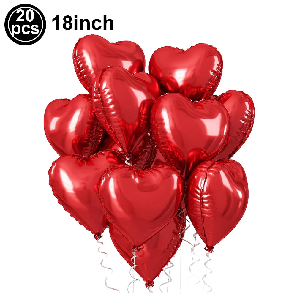 10/20/30/40/50pcs Valentines Day Balloon Romantic Red Heart Bear Monkey Rose Flower Mylar Balloon Special Night Party Decoration