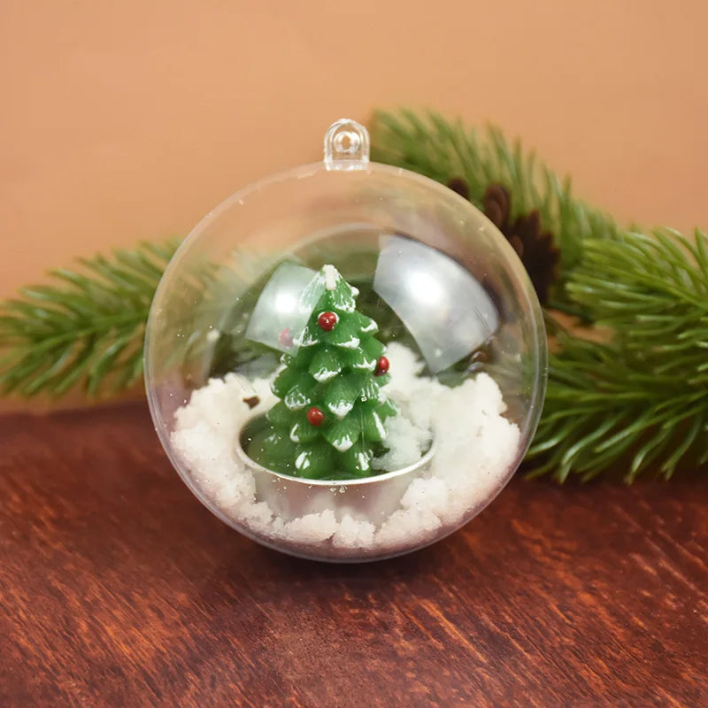 4-10CM Christmas Transparent Ball Plastic Fillable Bauble Xmas Tree Hanging Ornaments Decoration for Home Wedding Party Gift Box