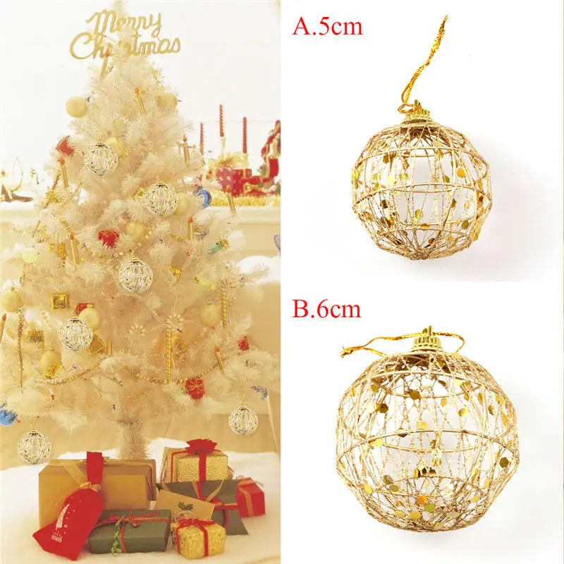 6PCS Christmas Xmas Tree Gold Ball Baubles Hanging Party Ornament Decoration Navidad Golden Dusted Christmas Ball With Scales