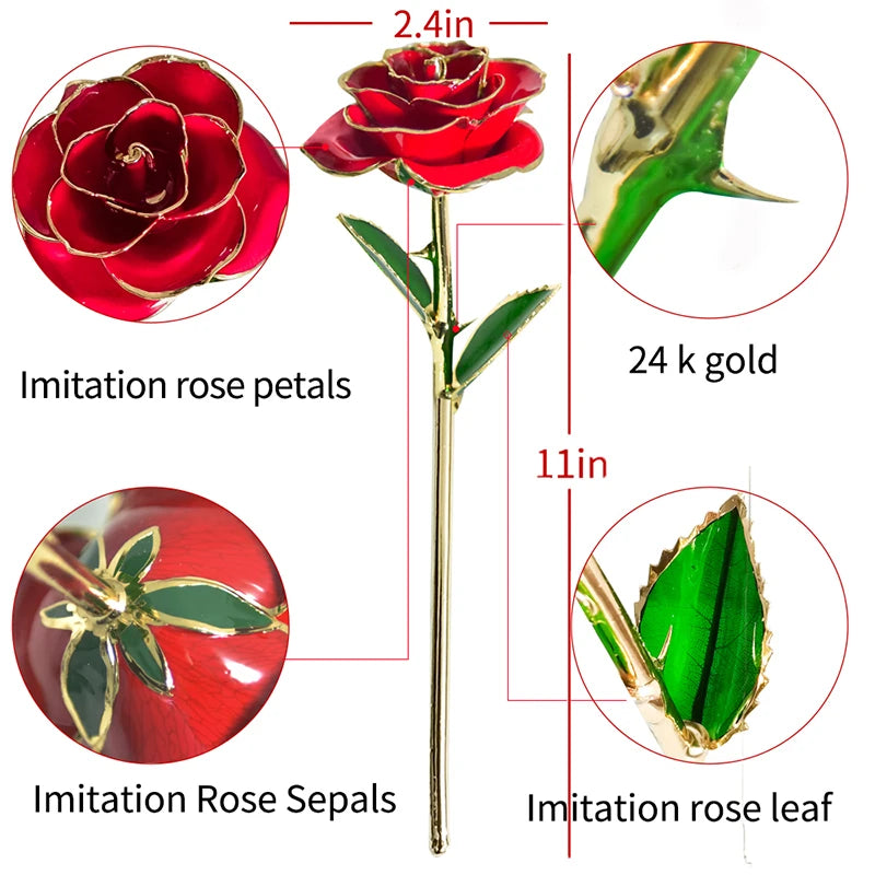 Gifts for Women 24k Gold Dipped Rose with Stand Eternal Flowers Forever Love In Box Girlfriend Wedding Valentine Gift for Her