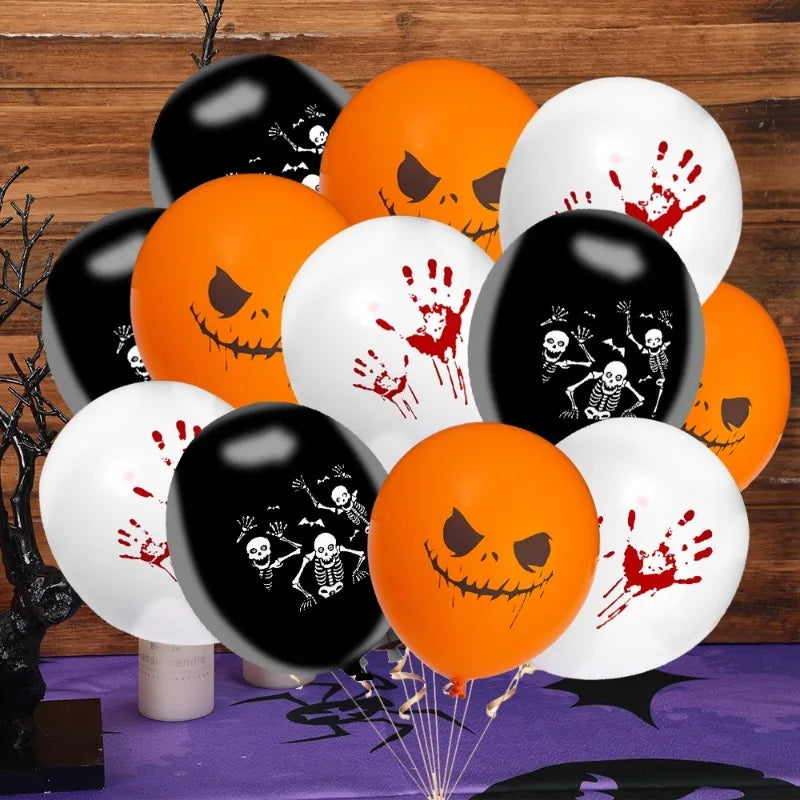 12/120pcs 12inch Halloween Latex Balloons Horror Pumpkin Ghost Balloon Halloween Events Party Decor Festive Inflatable Balloons