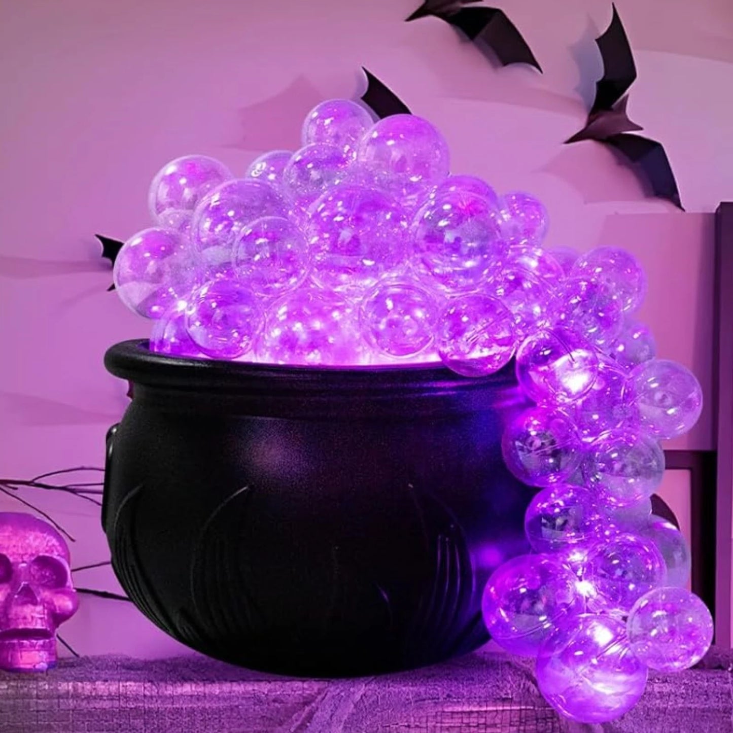 Mini 6 inches DIY Bubbling Cauldron Set Halloween Decorations Indoor ,Black Plastic Bowl Decoration for Home Kitchen Party Table