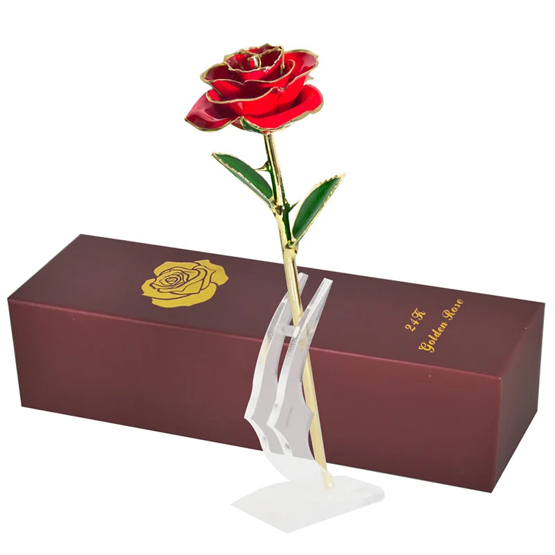 Gifts for Women 24k Gold Dipped Rose with Stand Eternal Flowers Forever Love In Box Girlfriend Wedding Valentine Gift for Her