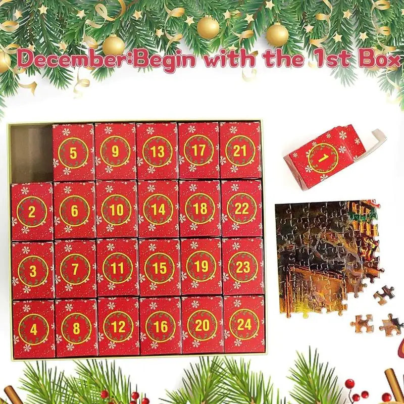 1008 Pieces Christmas Jigsaw Puzzles Advent Calendar 24 Days Countdown Advent Puzzle Surprise Gift Box Christmas Gift For Kids