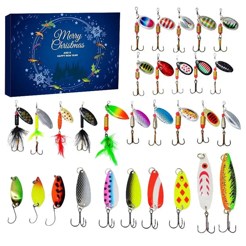 24pcs Fishing Set Advent Calendar Creative Christmas Gift for Fishing Lovers Fishing Gear Advent Calendar Christmas Gift for Man