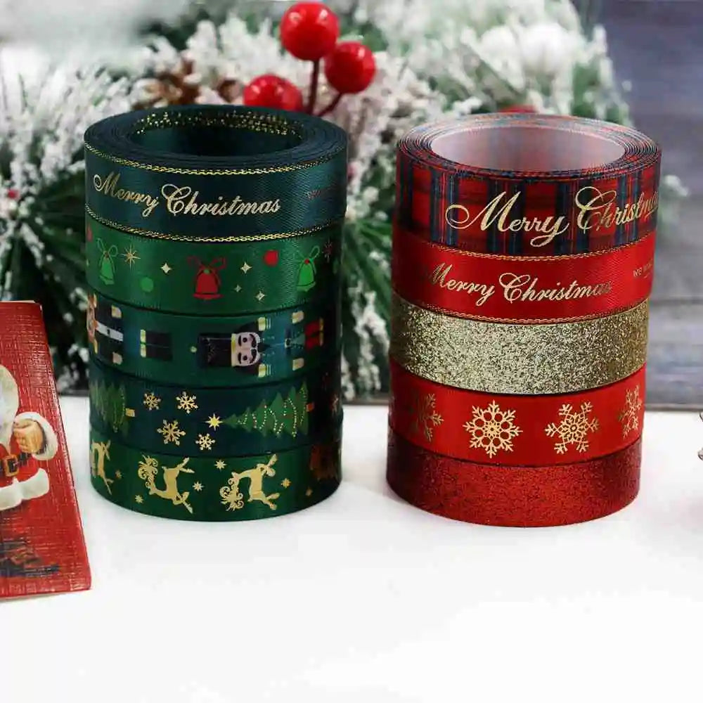 16mm 5Yard Gilding Premium High Density Christmas Ribbons Event Party Baking Bouquet Bowknot Gifts Box Packaging DIY Decoration