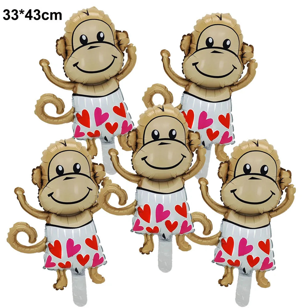 10/20/30/40/50pcs Valentines Day Balloon Romantic Red Heart Bear Monkey Rose Flower Mylar Balloon Special Night Party Decoration