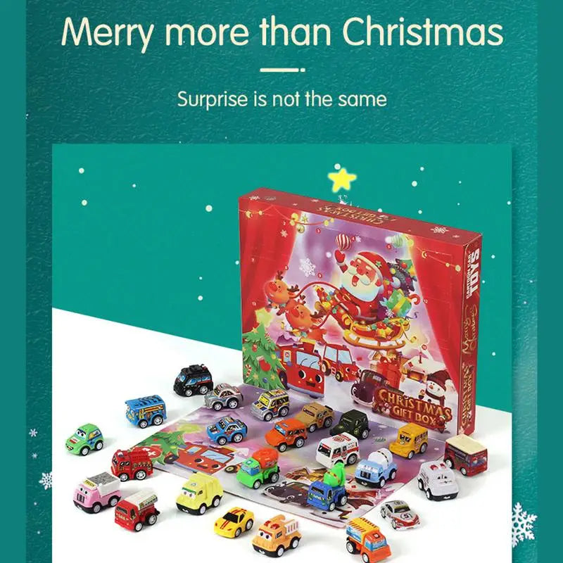 Vehicle Toys Set Advent Calendar Gift Box 24 Days Christmas Countdown Calendar Pull Back Car Toys Surprise Blind Box Kids Favors