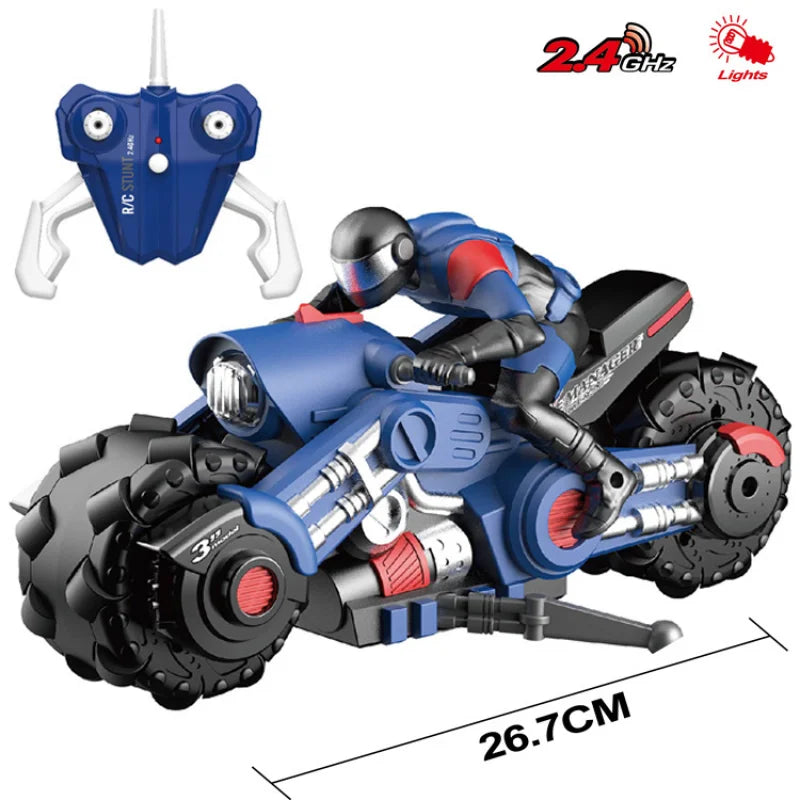 1:10 Remote Control Stunt Motorcycle Racing Drift Vehicle with Light 2.4G High Speed Car Model Boys Game Toys Children's Gifts