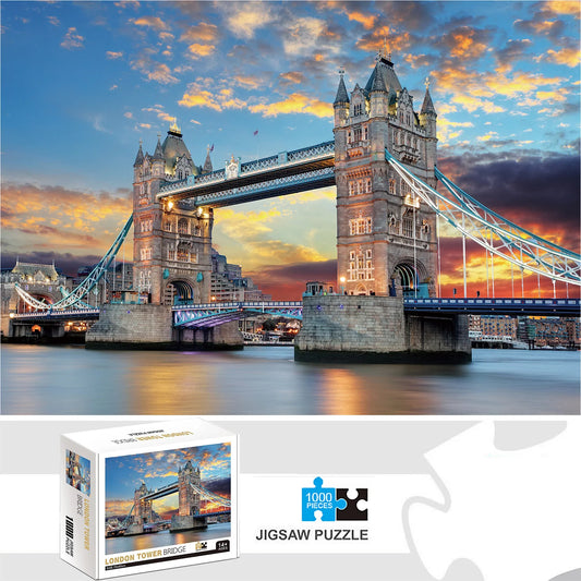 1000 Pieces London Bridge Jigsaw Puzzles, Adults Teens Kids Toys Gift Educational Intellectual Decompressing Fun Family Game