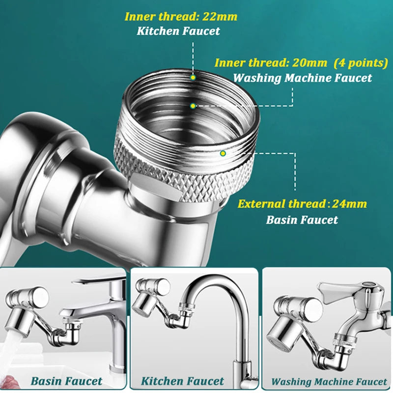 1080° Rotation Faucets Aerator Kitchen Tap Sprayer Head Bathroom Washbasin Faucet Bubbler Nozzle Water Saving Extender Adapter