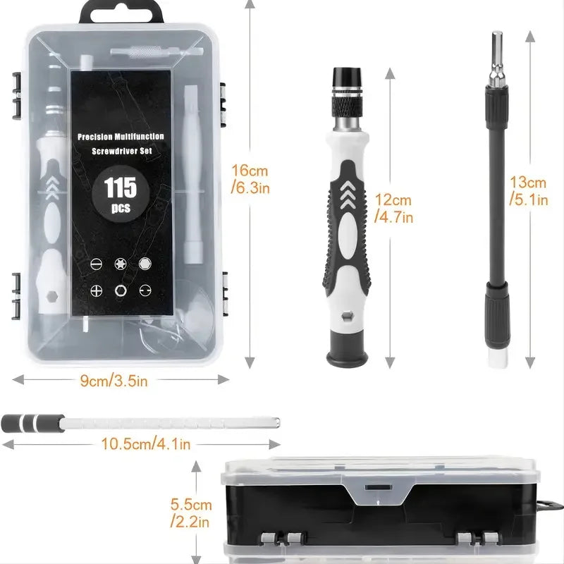 115 In 1 Mini Screwdriver Set of Screw Driver Bit Set Precision Set For Laptops Phone Watch Tablet Electronic Device Hand Tool