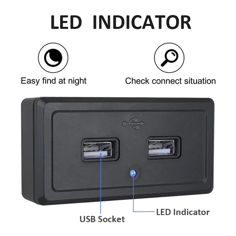 12V/24V USB Outlet Dual USB Outlet Socket Car Charger 3.1A Panel Flush Mount With LED Light for Car Bus ATV RV Boat Truck