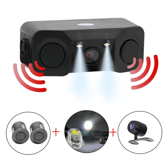 12V Car Reversing Radar Sensors With Rear View Camera Night Vision Alarm LED Lights Auto Parktronics PDC Accessories Universal