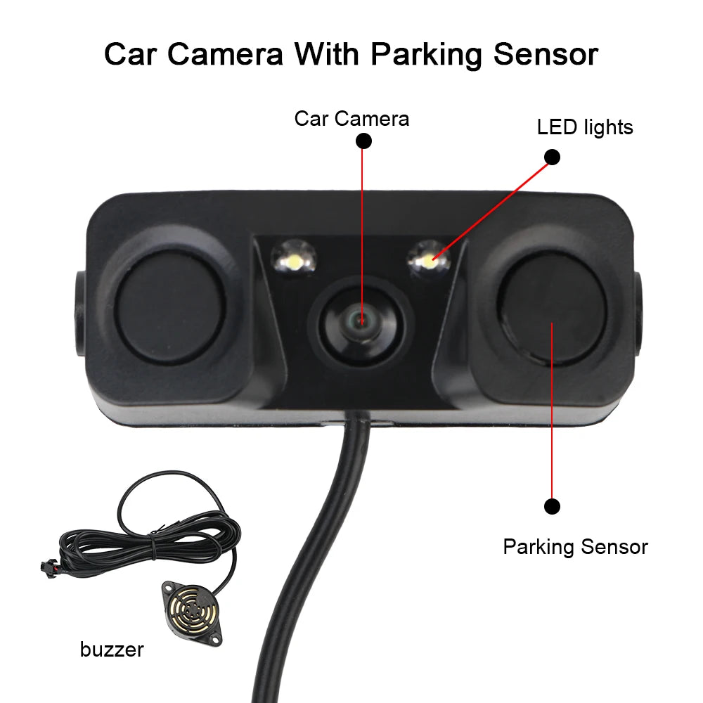 12V Car Reversing Radar Sensors With Rear View Camera Night Vision Alarm LED Lights Auto Parktronics PDC Accessories Universal