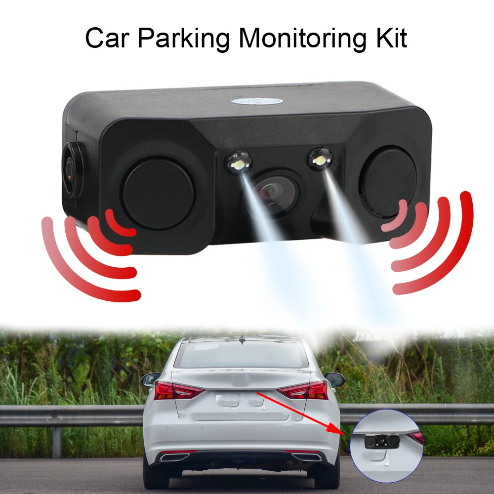 12V Car Reversing Radar Sensors With Rear View Camera Night Vision Alarm LED Lights Auto Parktronics PDC Accessories Universal