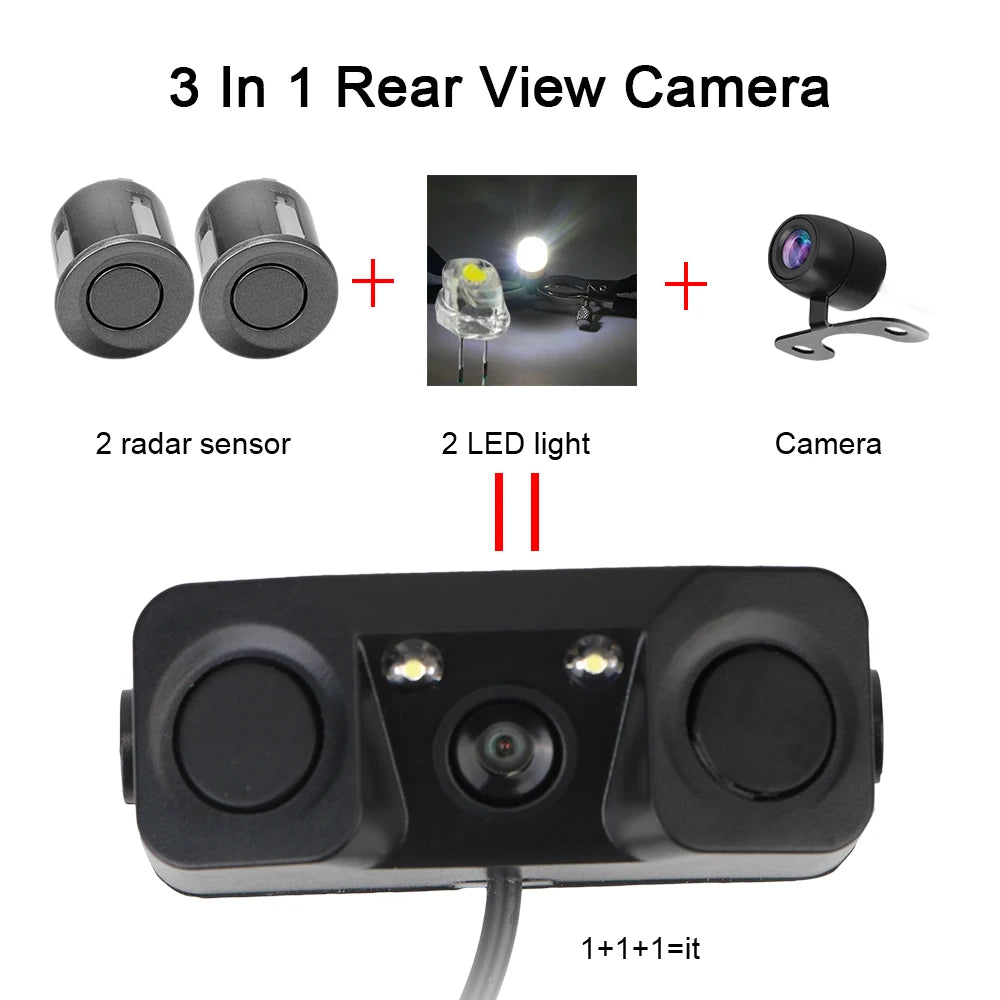 12V Car Reversing Radar Sensors With Rear View Camera Night Vision Alarm LED Lights Auto Parktronics PDC Accessories Universal