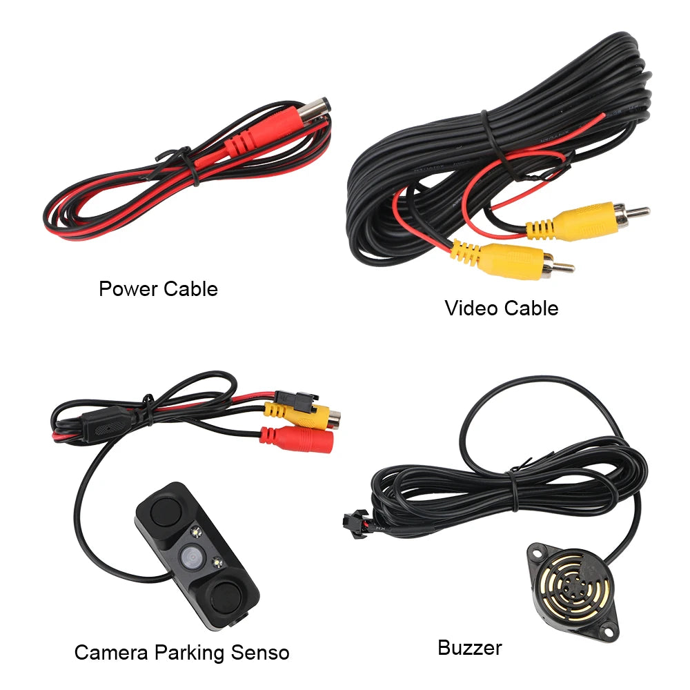 12V Car Reversing Radar Sensors With Rear View Camera Night Vision Alarm LED Lights Auto Parktronics PDC Accessories Universal