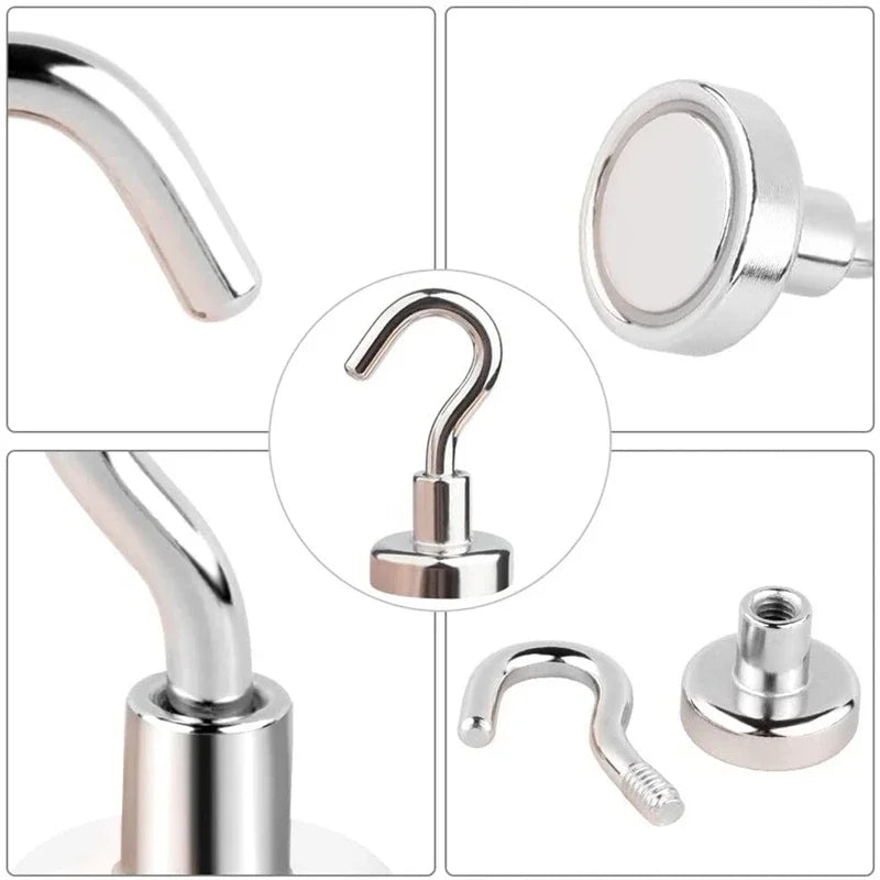 15PCS Powerful Magnetic Hooks Multi-Purpose Storage Hooks Home Kitchen Bar Storage Key Storage Bathroom Accessories