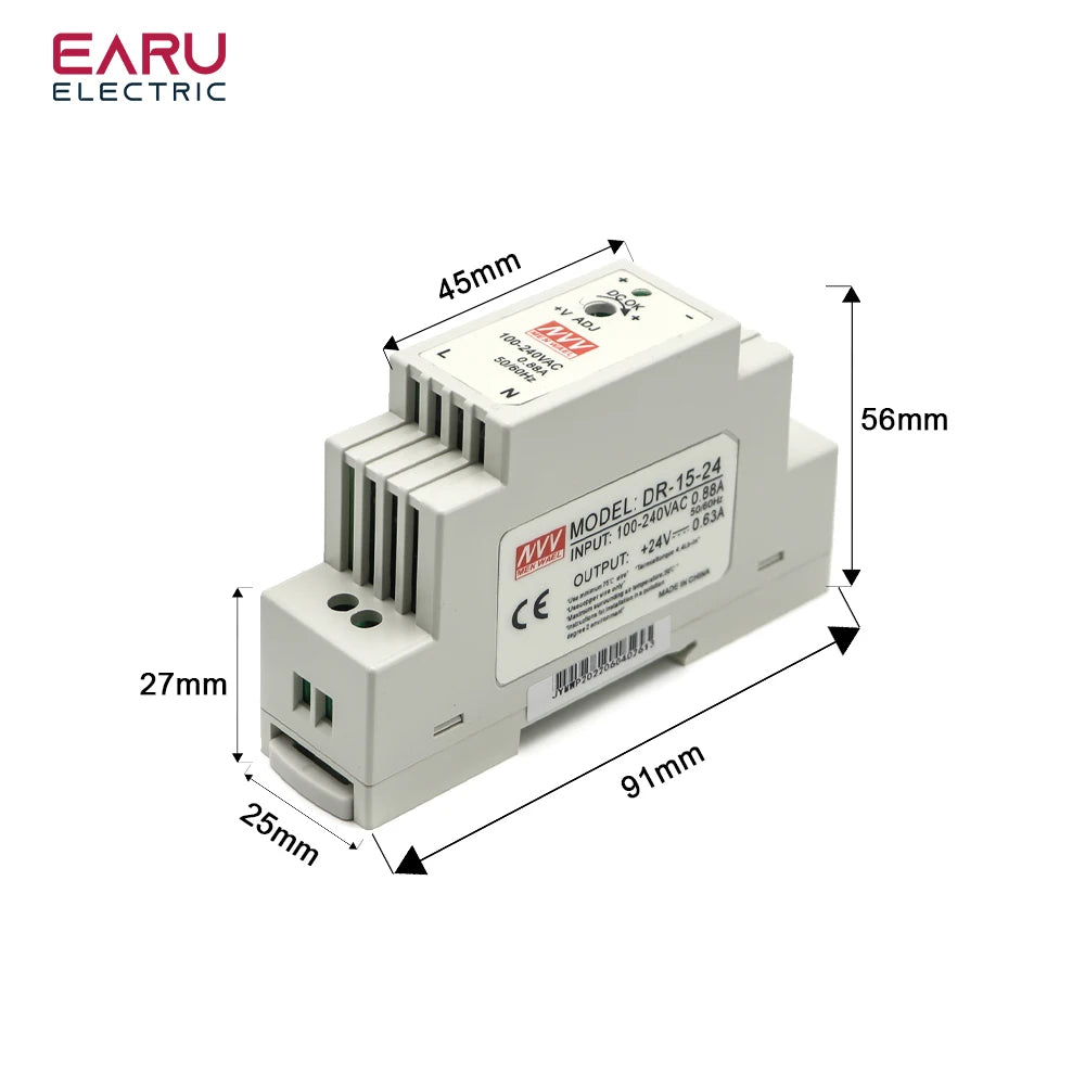 15W 30W 45W 60W Single Output 5V 12V 15V 24V Industrial Din Rail Power Supply Switch DR-15 DR-30 DR-45 DR-60