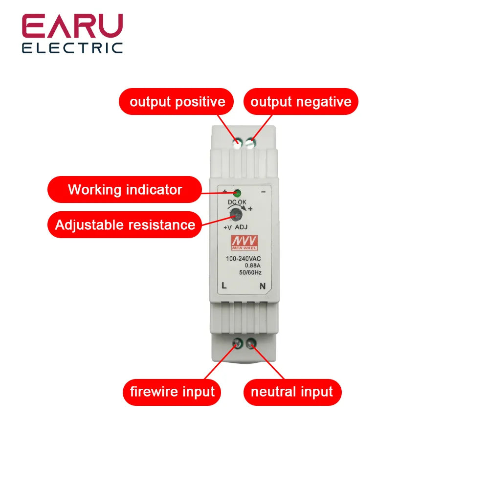 15W 30W 45W 60W Single Output 5V 12V 15V 24V Industrial Din Rail Power Supply Switch DR-15 DR-30 DR-45 DR-60