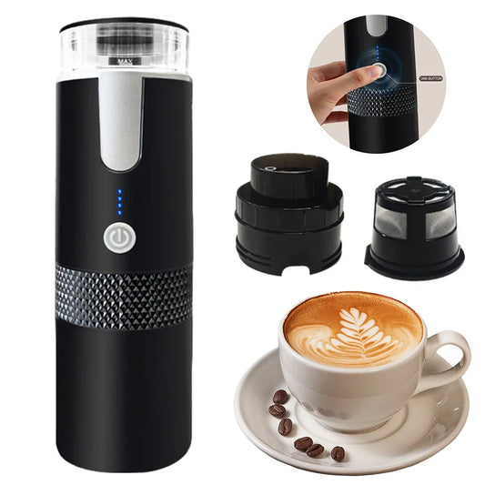 170ML Coffee Maker Portable Espresso Maker Car Coffee Machine Compatible with Capsule & Ground Coffee for Camping Travel Hiking