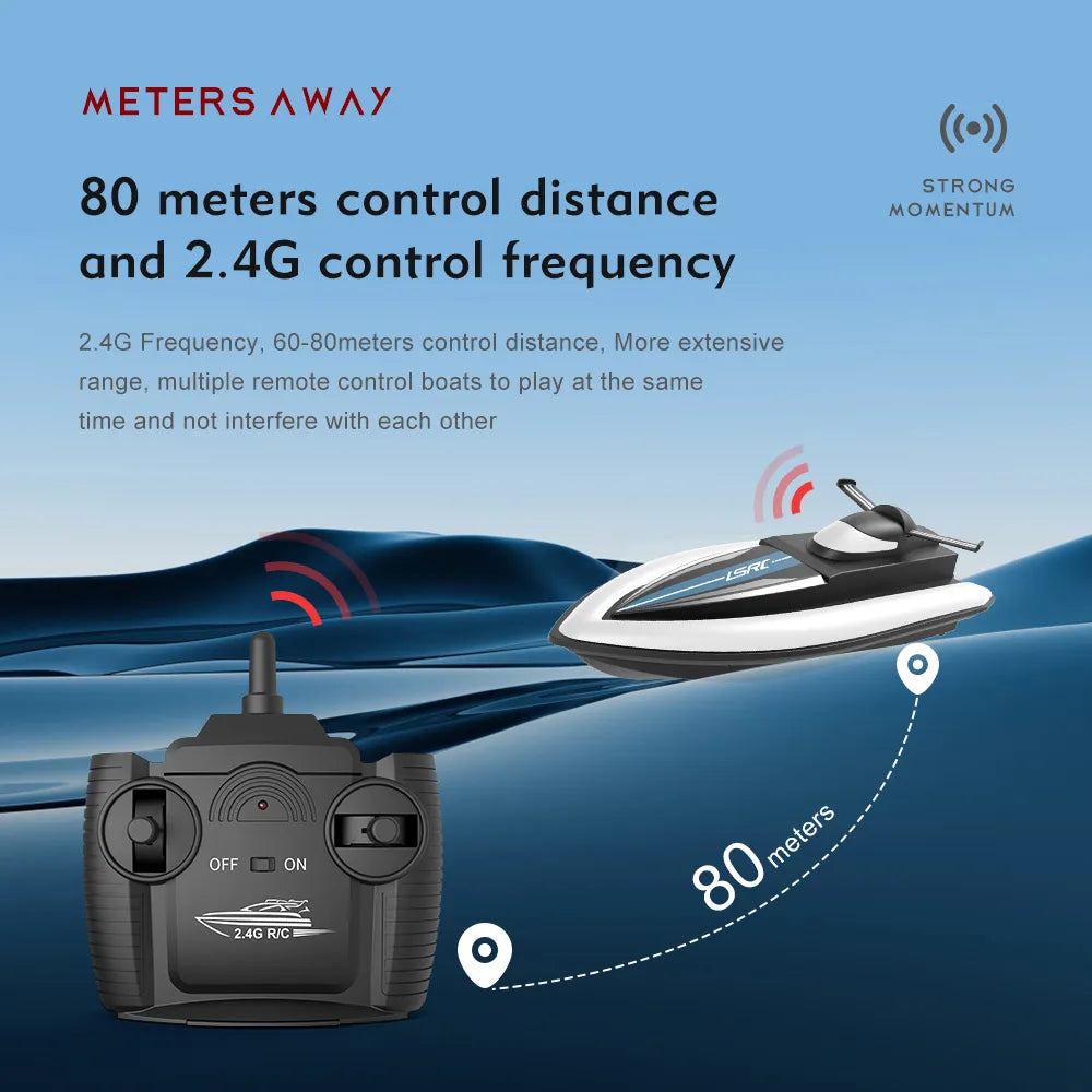 2.4G LSRC-B8 RC High Speed Racing Boat Waterproof Rechargeable Model Electric Radio Remote Control Speedboat Toys for boys 14Y+